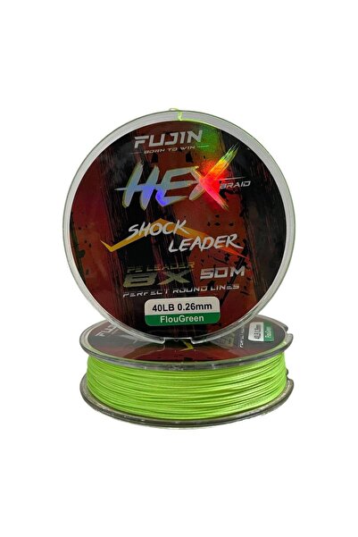 Fujin Hex Braid 8x 0.26mm 50mt Fluo Green PE İP Shock Leader