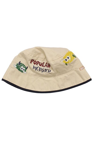 bebegen Boy's Light Yellow Monster Patterned Fedora Hat 1-3 Years Old