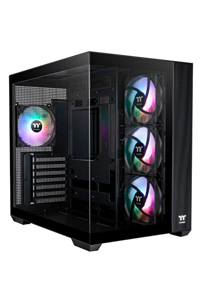 THERMALTAKE Mid Tower Fara sursa View 380 TG ARGB Negru