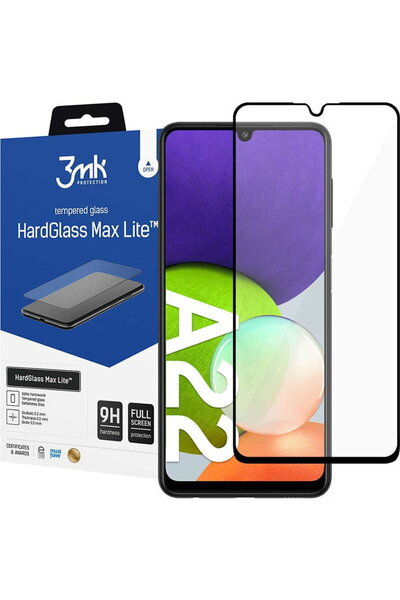 3MK Sticlă securizată HardGlass Max Lite pentru Samsung Galaxy A22 4G Negru