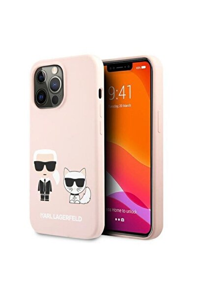 Karl Lagerfeld Husa Karl & Choupette Silicone Case iPhone 13 Pro Light Pink