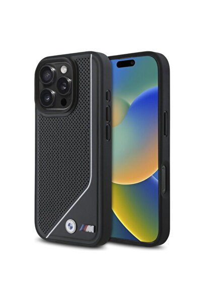 BMW iPhone 16 Pro - Carcasă rigidă M Perforată cu Linii Răsucite MagSafe (BMH...