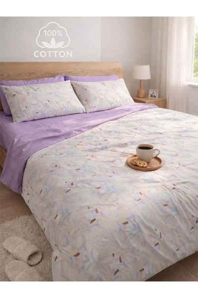MyStory Home Σετ Παπλωματοθήκη από 100% Βαμβάκι Lanure Lila