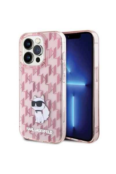 Karl Lagerfeld Monogram Choupette case for iPhone 15 Pro Max - pink