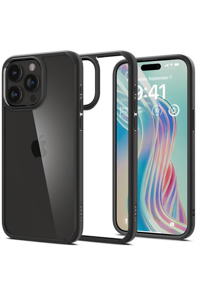 Spigen Crystal Hybrid, negru mat - iPhone 15 Pro