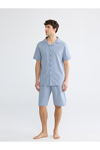 LC Waikiki Regular Fit Striped Men's Shortie Pyjamas Set