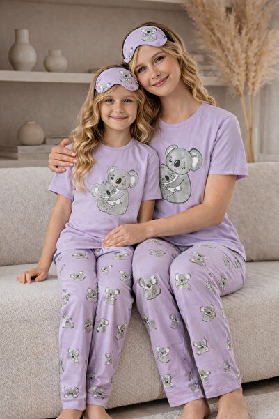 zahider Σετ πιτζάμες για μαμά και κόρη από βαμβακερό μαλακό λύκρα, καλοκαιριν...