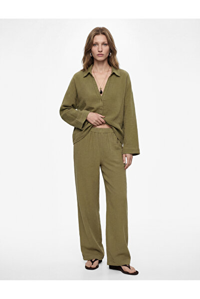 Koton Βαμβακερό φαρδύ μακρυμάνικο πουκάμισο μουσελίνας με κουμπιά