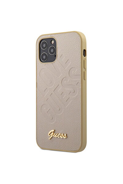 Guess Husa Piele Ecologica Iridescent Love pentru Apple iPhone 12 mini, Aurie...