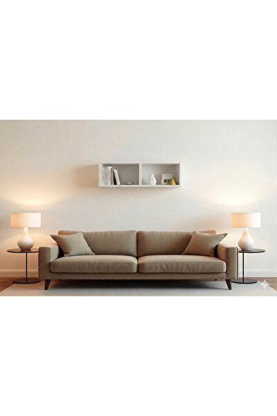 Adress DuoFrame 90 cm Modern İkili Duvar Rafı - Beyaz