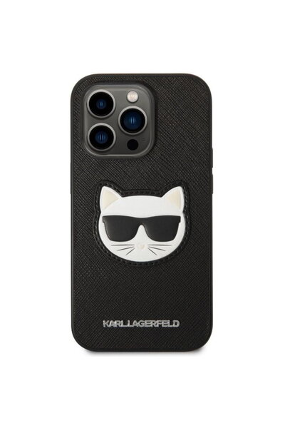 Karl Lagerfeld Husa Saffiano Choupette Head iPhone 14 Pro Max Negru