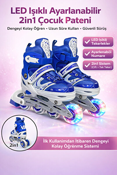 YILDIRIM OYUNCAK LED Işıklı Ayarlanabilir 2in1 Çocuk Pateni Arka Çift Teker S...