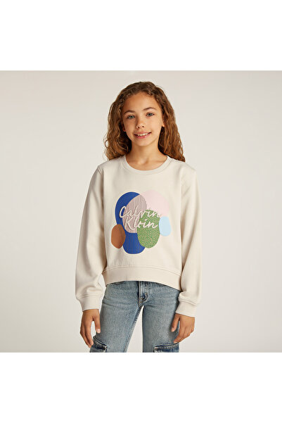 Calvin Klein Graphic Çocuk Bej Sweatshirt