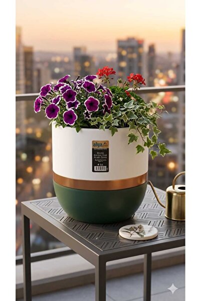 Lider MAGNESİA ALYA OVAL MODERN 4 LT DEKORATİF ÇİÇEK SAKSISI ŞIK TASARIM GOLD...