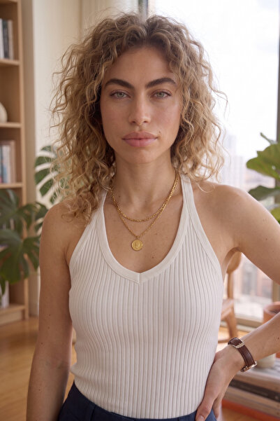 Moda Hour Λεπτομερές crop με λαιμόκοψη V και λουράκι που δένει στην πλάτη