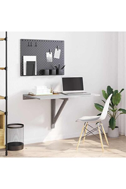 vidaxl Τραπέζι Τοίχου Πτυσσόμενο Γκρι Sonoma 10x60x56 εκ. Επεξ. Ξύλο