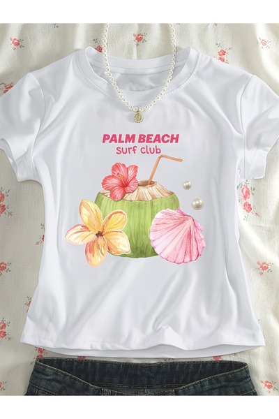 Touz Moda Κοντή μπλούζα ρετρό σε στυλ Παλμ Μπιτς με ζώνη "