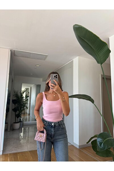 MERVE AKSOY Fitilli Askılı Atlet - Pembe