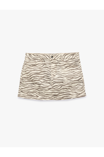 Koton Μίνι φούστα με σχέδιο λεοπάρ και τσέπες με κουμπιά