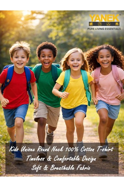 YANEK Kids Cotton T-Shirt Short Sleeve Crew Neck | Boys & Girls Casual Summer Wear