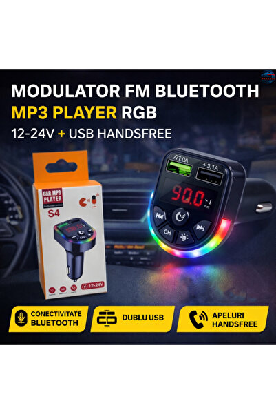 PARADOX SINCE 1992 Διαμορφωτής FM Bluetooth S4 Αναπαραγωγέας MP3 RGB με Ψηφια...