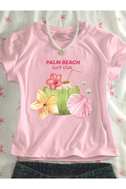 Touz Moda Κοντή μπλούζα ρετρό σε στυλ Παλμ Μπιτς με ζώνη "