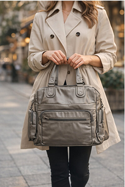 Saria Moda Γυναικεία τσάντα χειρός-ώμου από δέρμα πλυσίματος, αδιάβροχη, πολλ...