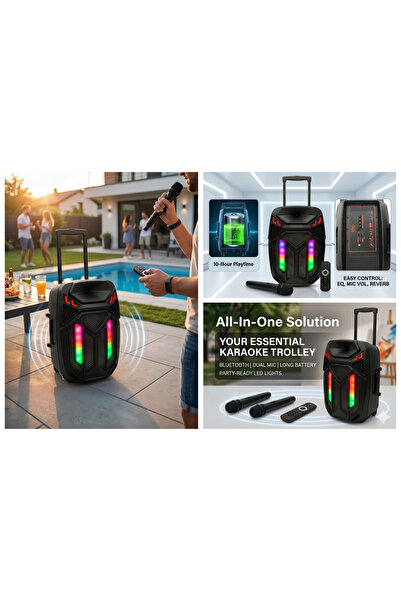 OEM Φορητό ηχείο καραόκε Bluetooth SUPER-BASS με δύο μικρόφωνα