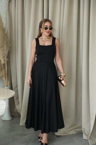 QİMYA BUTİK BUKETLİ Γυναικείο Φόρεμα με Σταθερή Ζώνη στη Μέση, Τετράγωνο Κολά...