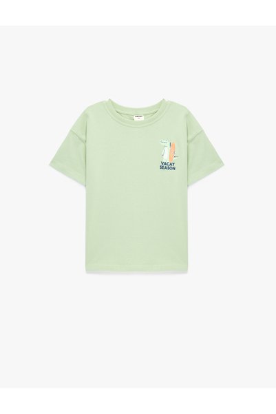 Koton Nakış Detaylı Pamuklu Yeşil Erkek Bebek T-Shirt 6Smb10217Tk