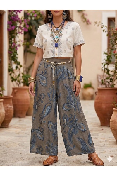 AYASOFYA OTANTIK Γυναικείο ιταλικό σάλι βιζόν D Με σχέδιο με ελαστική μέση B ...