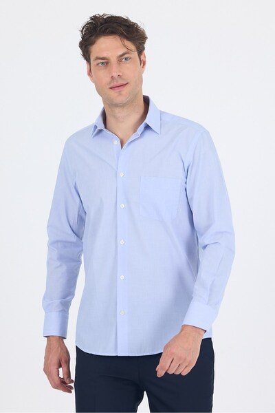 İmza Μπλε κλασικό πουκάμισο με γιακά, μακριά μανίκια, τσέπες, άνετη εφαρμογή,...