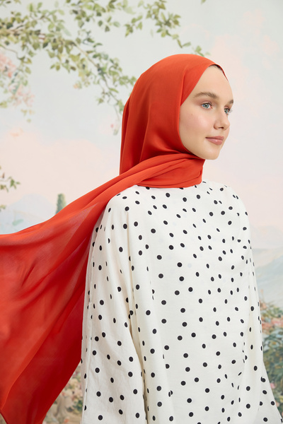 Qef Floş Viscose Plain Shawl Orange