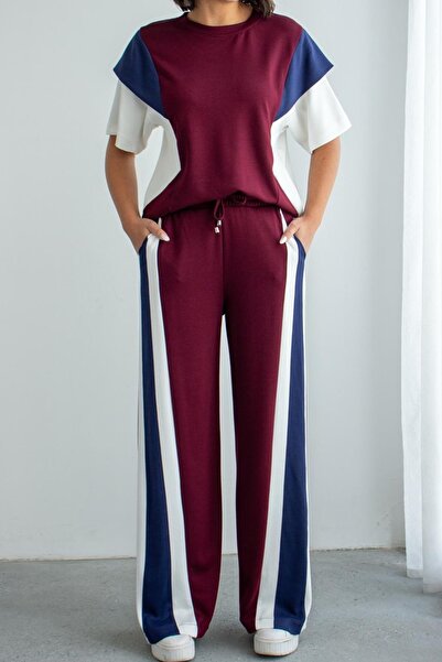 Ded COLLECTION Γυναικείο Σετ με Χαλαρό Μπλουζάκι Color-Blocked και Ψηλόμεσο Φ...