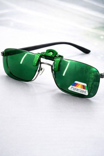 Optic Master مشبك النظارات صوف الفليس حجم كبير أخضر 54x60 مم