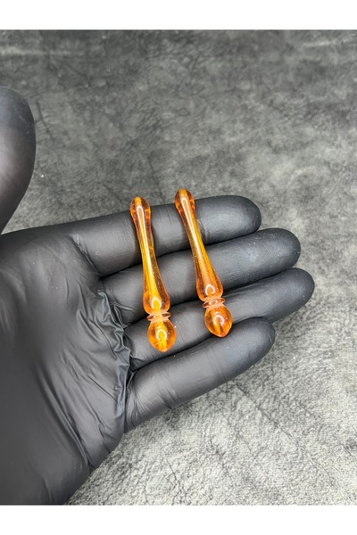 Mos Tespih 2 Τεμάχια Κεχριμπάρι σε σχήμα σκόνης Ροζάριο Ιμάμες