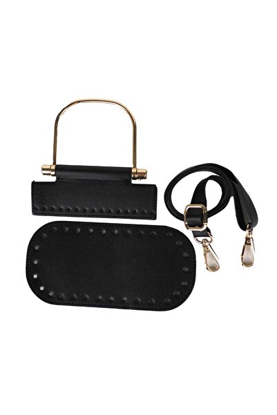 Ritzz Σετ δερμάτινων τσαντών με μεταλλική λαβή U - Μαύρο