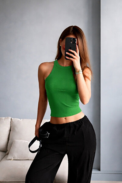 The Champ Clothing Γυναικείο Αθλητικό Τοπ με Λαιμόκοψη Halter, Ριμπ Πράσινο