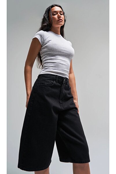 komera Γυναικείο τζιν σορτς μπερμούδα σε μαύρο χρώμα, μέγεθος 34-s4, μάξι μήκ...