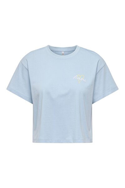 ONLY ONLANNBEL S/S BOXY CROP TEE JRS Γυναικείο Μπλε Μπλουζάκι - 15348981