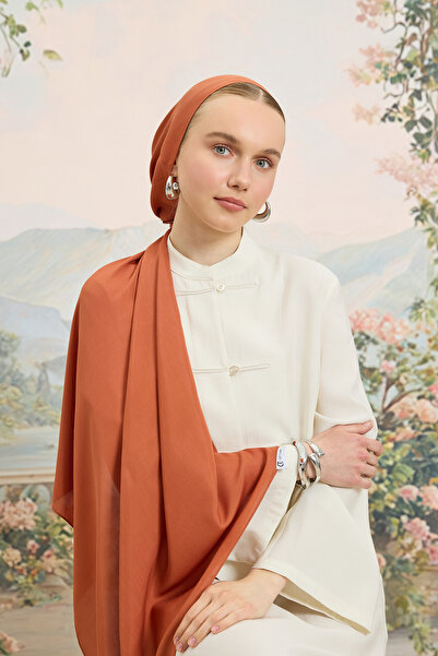 Qef Floş Viscose Plain Shawl Almond