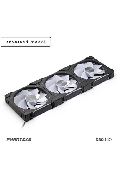 Phanteks D30 PWM Reverse Airflow, D-RGB, Kit 3 ventilatoare de 140 mm, 1800 r...