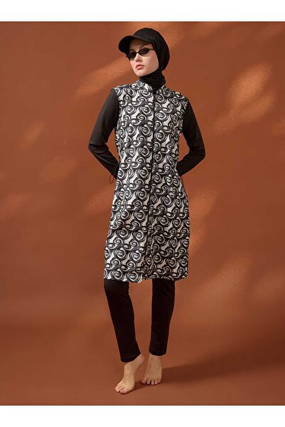 Mayo Bella Ολόσωμο μαγιό με αφηρημένα σχέδια - Μαύρο με σχέδια -