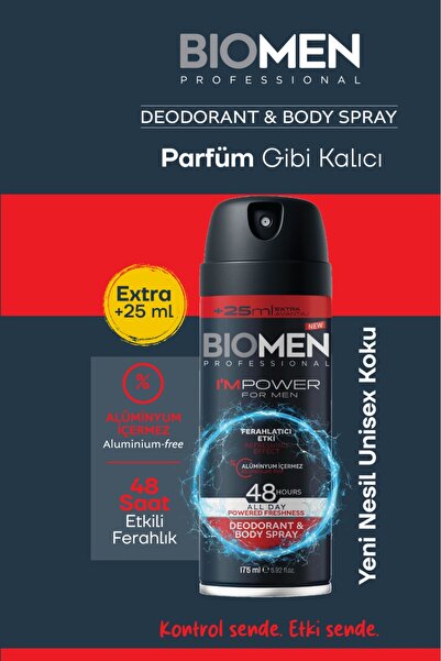 Biomen Deodorant & Body Sprey For Men Ferahlatıcı Etki I'm Power 175 ml