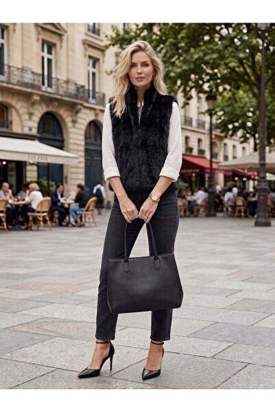 ibeeka Fur vest hidden snap closure