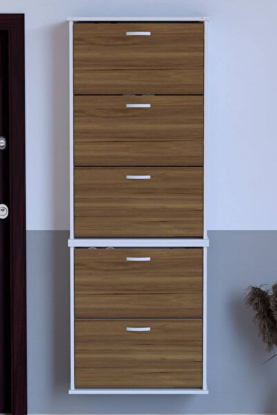 Modilayn Umay & Varbi Ayakkabılık (72 cm) Asma 5 Düşer Kapaklı 10 Raflı (5 Fa...