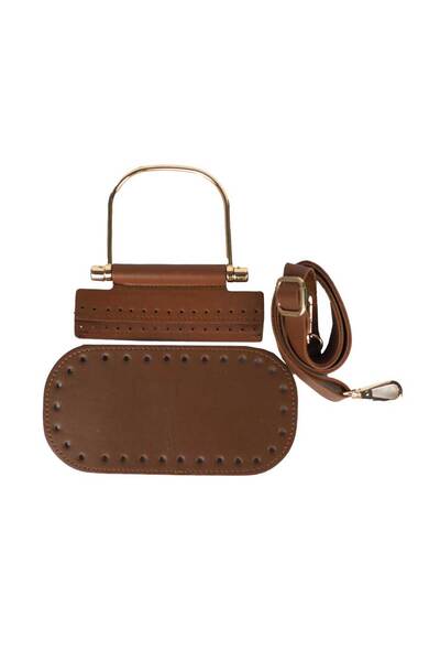 Ritzz Σετ δερμάτινων τσαντών με μεταλλική λαβή U - Χρώμα Ταν