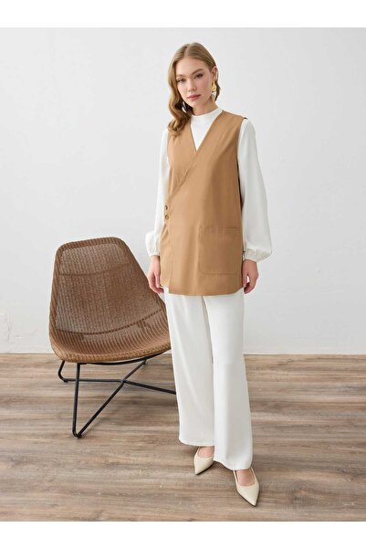 Refka Γιλέκο με λεπτομέρειες τσέπης - Καμηλό χρώμα -