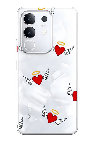 FLAMENKO حافظة هاتف شفافة متوافقة مع Vivo Y29 من نوع Angel Heart منقوش