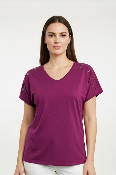 Bİ.GİYSEN Γυναικείο ύφασμα από βαμβάκι βισκόζης με λαιμόκοψη V, διακοσμημένο ...